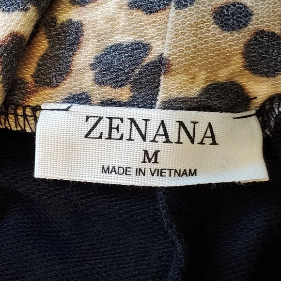 Zenana Black and Animal Print Hoodie. NWOT - Picture 9 of 11